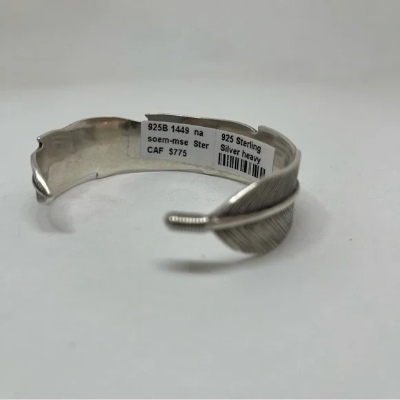 Sterling Silver 925 Feather cuff bracelet